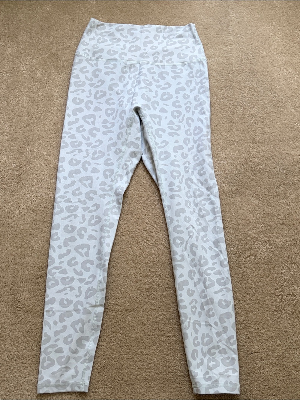 White Leopard Print High-Rise Leggings
